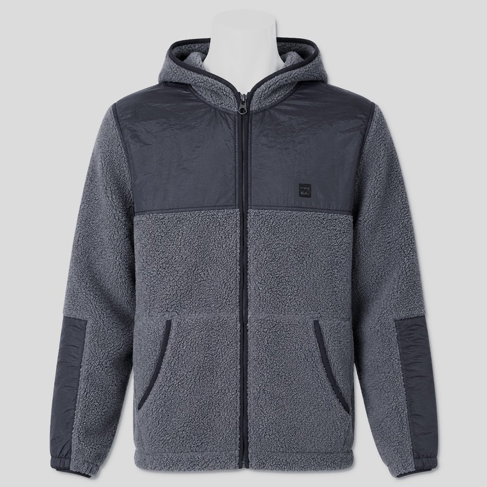 Billabong Full-Zip Sherpa Hoodie Jacket - NWT Mens XL Charcoal / Blk #49852-ZZ2